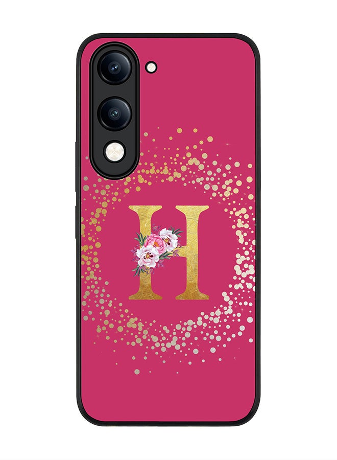 For vivo Y04 / Y29t 5G Case,Slim fit Camera Protection, Shockproof Thin Phone cover  - Custom Monogram Floral - H ( Deep Pink )